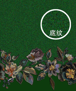 老年装  绿色底纹花卉装饰图案