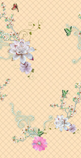 中式花卉图案纹理背景