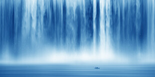 流水生财瀑布山水画