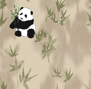 竹林中的可爱熊猫