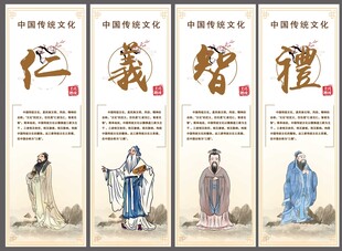 仁义礼信智诚装饰画