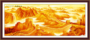 金色万里长城风景画 