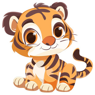 卡通可爱小老虎看图识物动物卡片