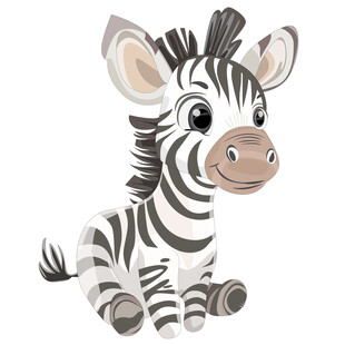 卡通可爱小斑马看图识物动物卡片