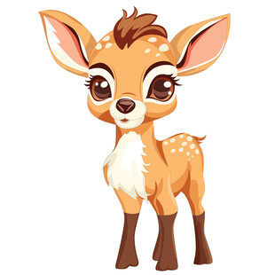 卡通风斑点小鹿看图识物动物卡片