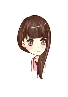 可爱长发女孩卡通头像Q版