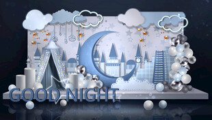 蓝色卡通生日宴