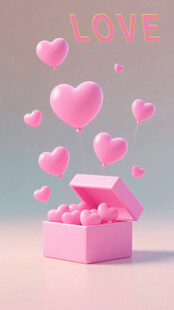 粉色爱心礼盒浪漫场景