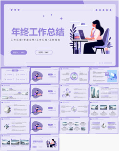 紫色年终工作总结PPT模板