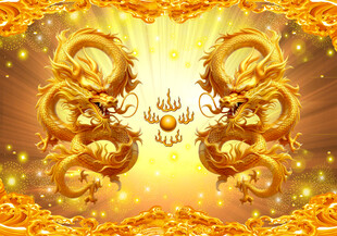 金色双龙戏珠