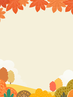 秋天树林树叶变黄枫树落叶插画