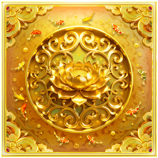 金莲花黄金花纹九鱼图宝石天顶壁