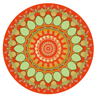 圆形红绿色花纹图案