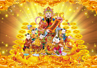 五路财神聚财图