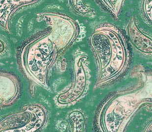 复古风绿色佩斯利花纹图案