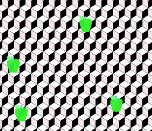 黑白背景上的绿色方块图案