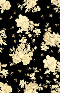 黑色底金色花卉图案
