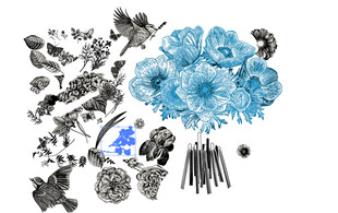 机械与花卉的创意组合