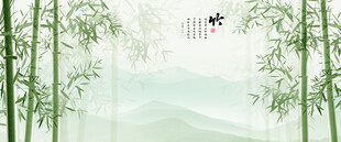 新中式灯箱水墨竹子背景墙