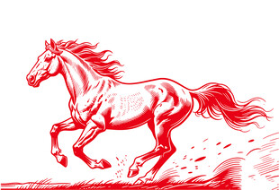 奔跑的骏马矢量图