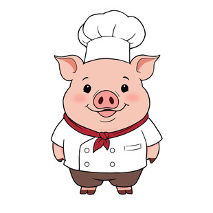 可爱小猪厨师形象