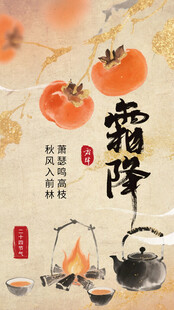 霜降国风插画海报