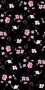 黑色底粉色花朵图案纹理