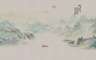 千里江山图背景墙