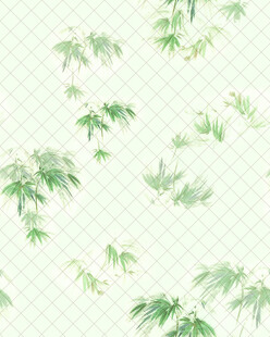 清新手绘风绿色枝叶图案