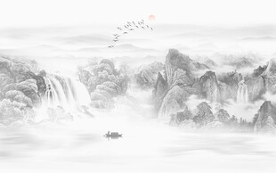 中式山水屏风画