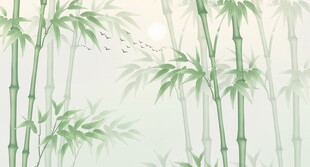 素材 新中式灯箱水墨竹子