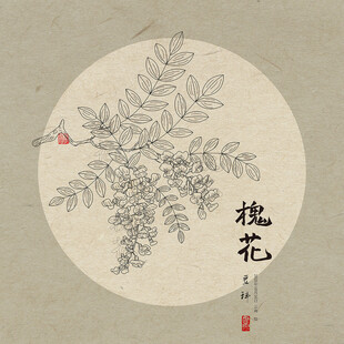 手绘槐花图