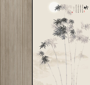 新中式水墨竹子灯箱