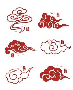  矢量中国风古典云纹祥云中式花