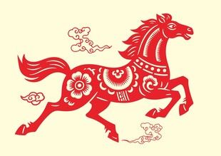 奔腾骏马剪纸艺术形象