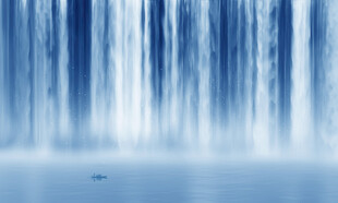 瀑布山水风景画