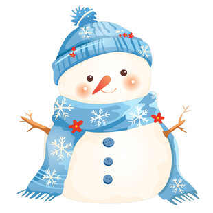 圣诞节戴帽子围巾胡萝卜鼻子雪人