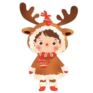 圣诞节可爱小男孩戴鹿角圣诞装扮