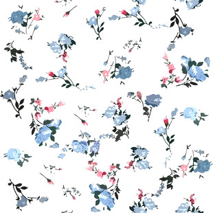 蓝白花卉图案设计素材