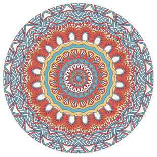 多彩圆形曼陀罗花纹图案
