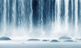 流水生财瀑布山水背景图