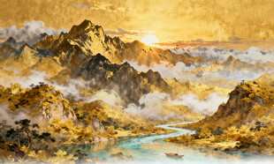 金山山水画背景墙