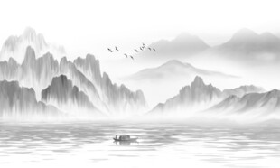 禅意山水水墨画