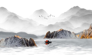 背有靠山山水画