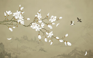 新中式宋式古风工笔花鸟