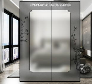 新中式推拉门玻璃图案光刻打印图