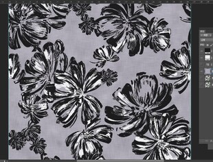 黑白花卉图案设计素材