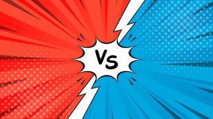 红蓝对决激烈对抗瞬间