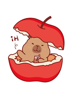 苹果中的可爱小熊