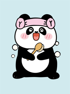 可爱熊猫手持冰淇淋